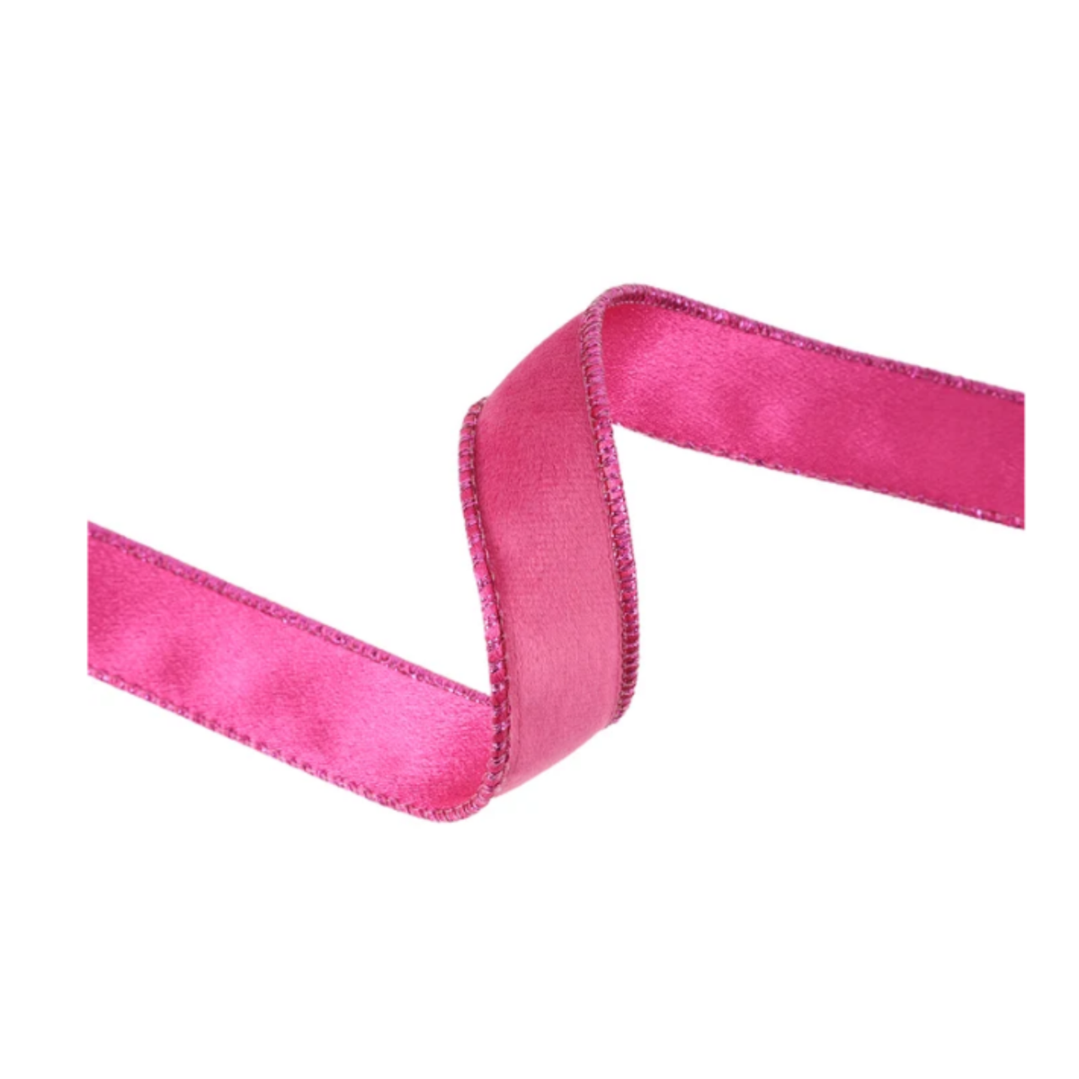 Reversible Hot Pink Shimmer Velvet Wired Ribbon  – 1" x 10 Yards,  Wreath Ribbon
