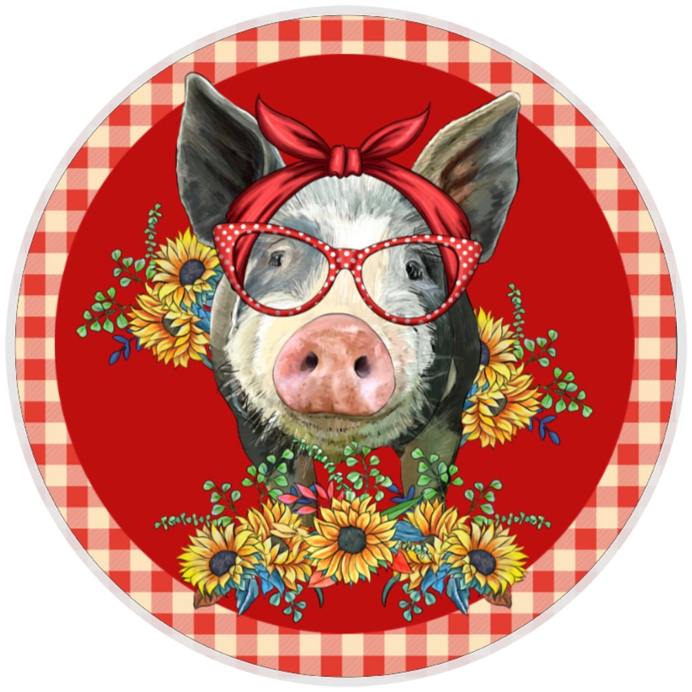 Pig with Glasses Sign, Country Sign, Wreath Sign, Home Decor