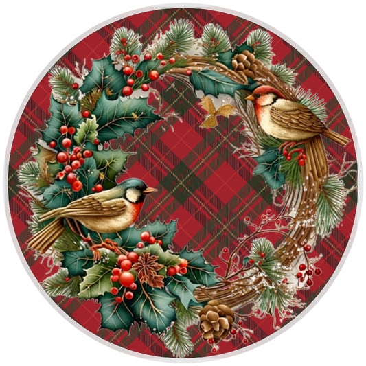 Plaid Bird Christmas Wreath Sign, Wreath Sign, Home Decor