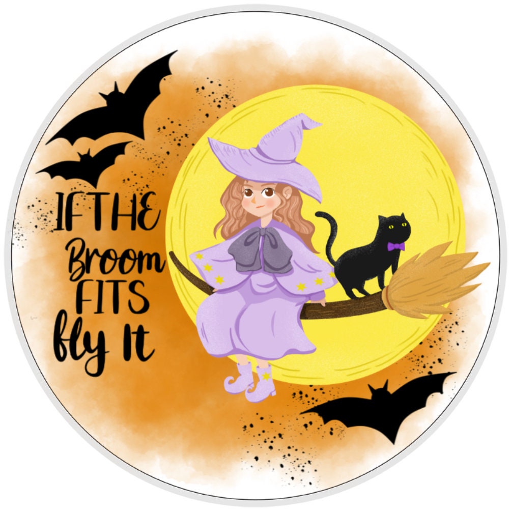 10 If The Broom Fits Witch Sign, Halloween Wreath Sign, Home Decor