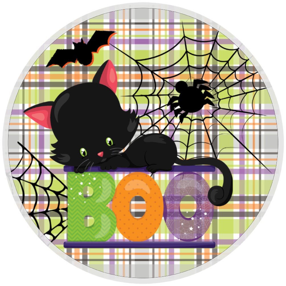 10 Halloween Cat Boo Sign, Halloween Wreath Sign, Home Decor