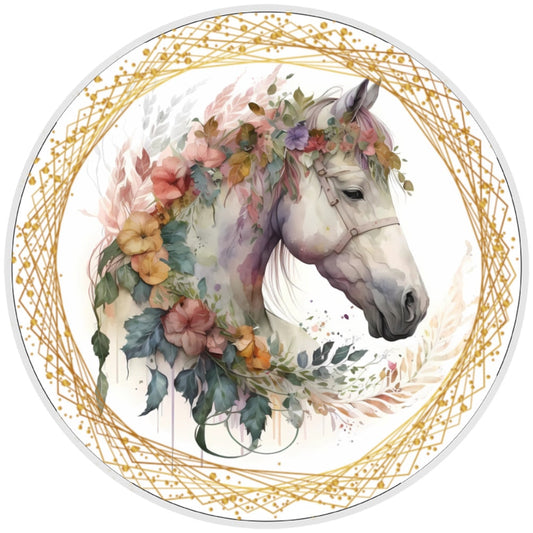 10 Watercolor Floral Horse Sign, Wreath Sign, Home Decor