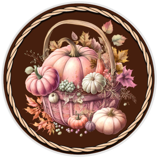 10 Pink Brown Rope Pumpkin Fall Sign, Wreath Sign, Home Decor