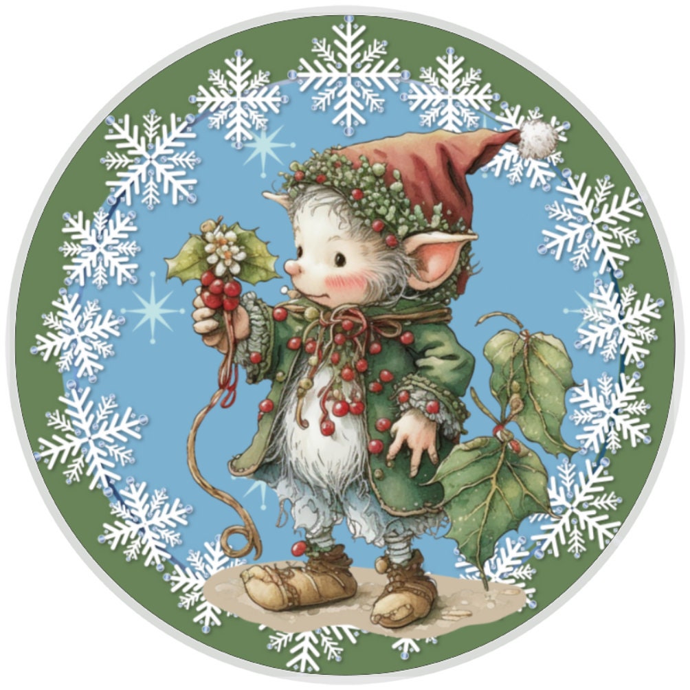 10 Elf Snowflake Holiday Christmas Sign, Wreath Sign, Home Decor