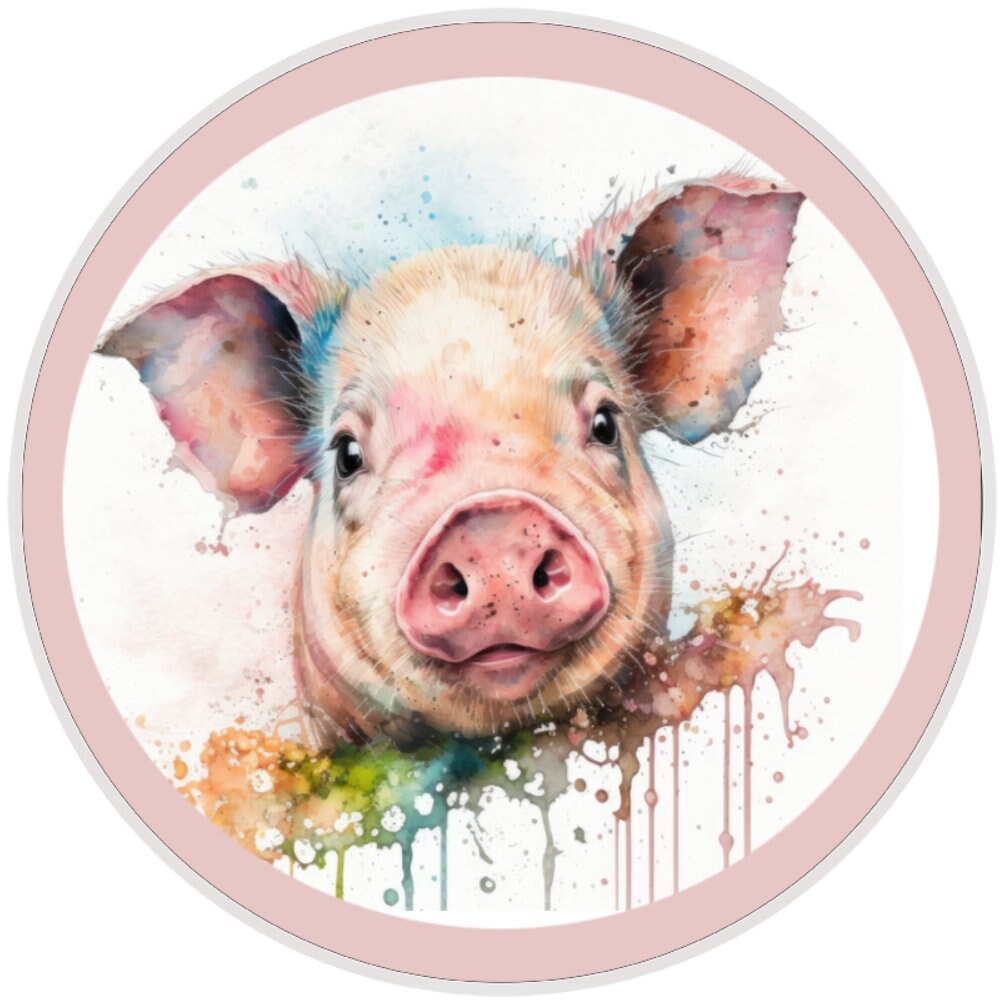 Watercolor Pig sign, Wreath Sign, Home Decor