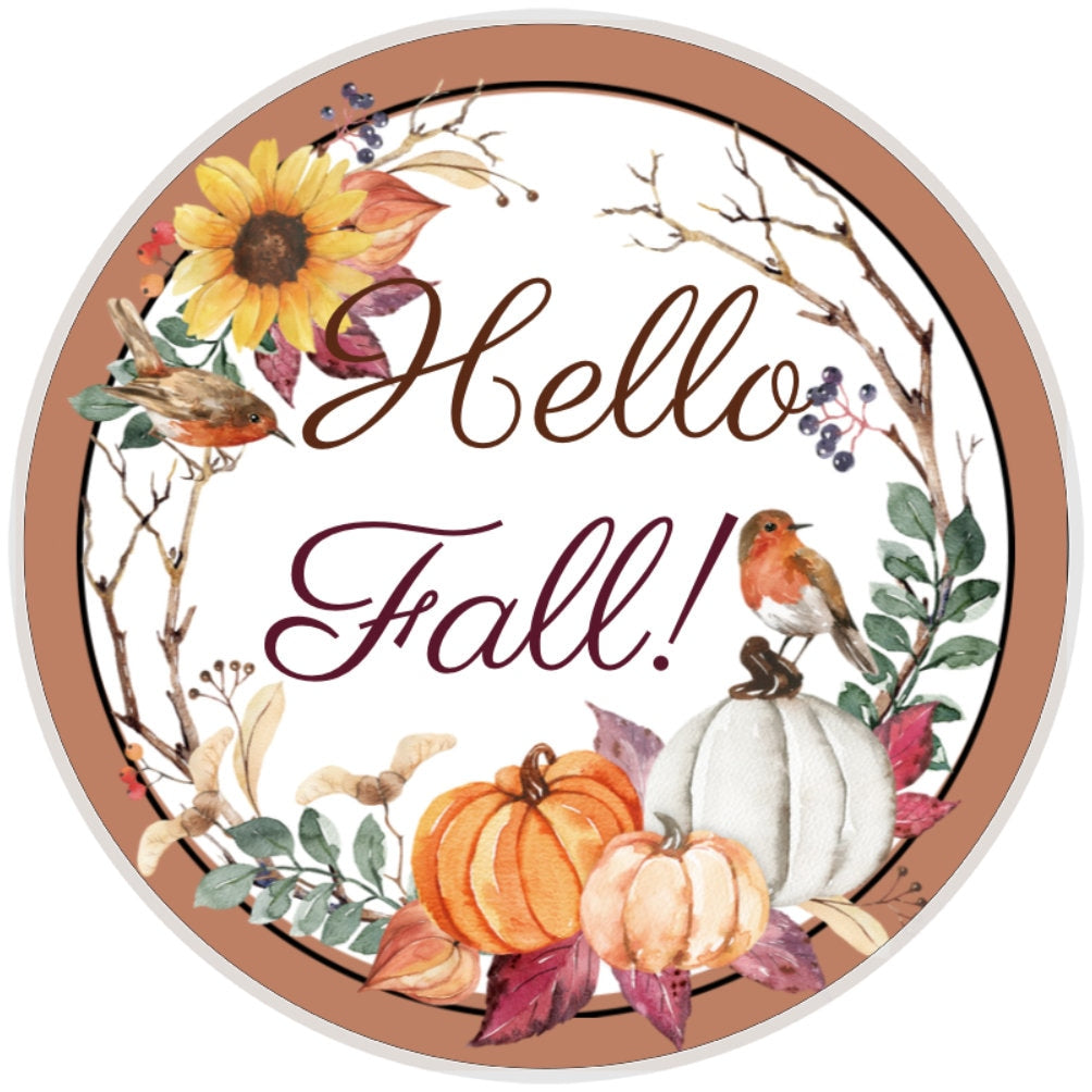 10 Hello Fall Pumpkin Sign, Wreath Sign, Home Decor