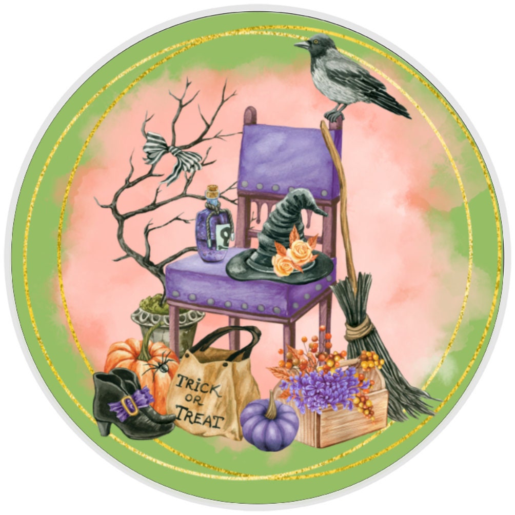 10 Halloween Witch Chair Sign, Halloween Wreath Sign, Home Decor