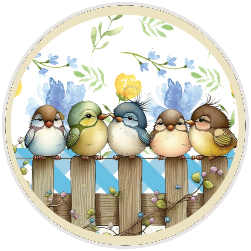 10 Birds On A Fence Floral Sign, Wreath Sign, Home Decor, Metal Sign, The Ritzy Cactus