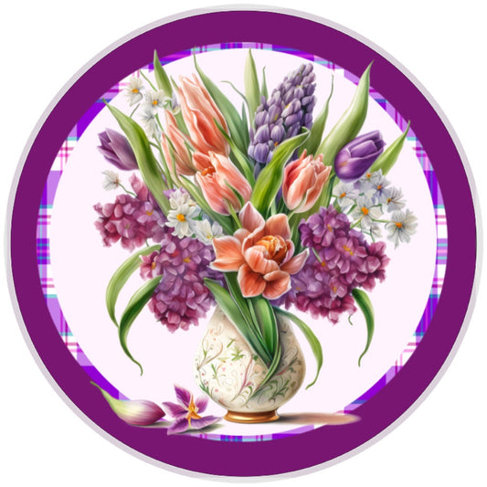 10 Purple Tulip Floral Vase Sign, Wreath Sign, Home Decor, Metal Sign, The Ritzy Cactus