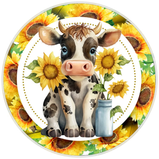 10 Cow Sunflower Country Sign, Wreath Sign, Home Decor, Metal Sign, The Ritzy Cactus