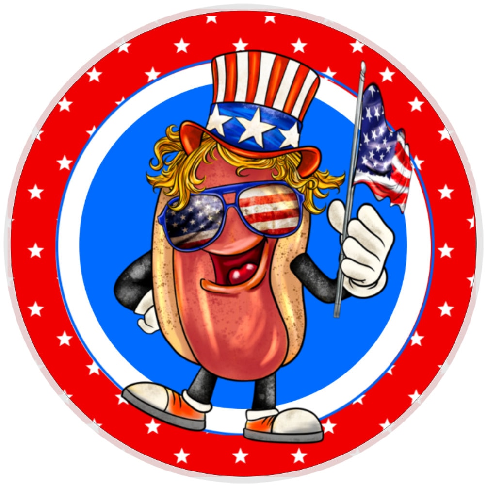 10 Patriotic Hotdog Sign, Wreath Sign, Home Decor