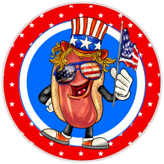 10 Patriotic Hotdog Sign, Wreath Sign, Home Decor