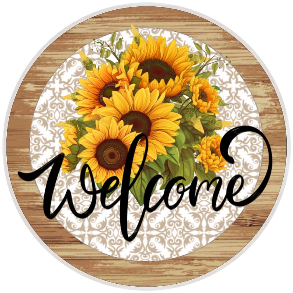 10 Sunflower Welcome Sign, Wreath Sign, Home Decor, Metal Sign, The Ritzy Cactus