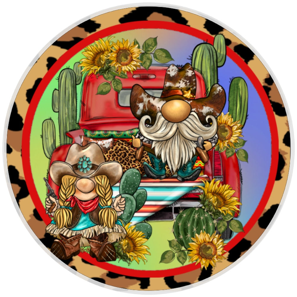 10 Western Cowboy Gnome Truck Sign, Wreath Sign, Home Decor, Metal Sign, The Ritzy Cactus