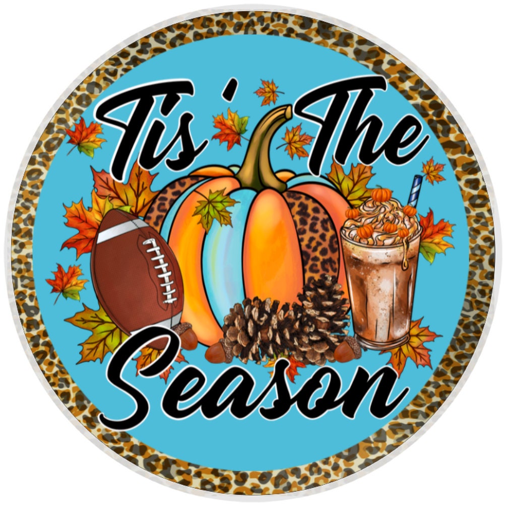 10 Fall Leopard Football Pumpkin Sign, Wreath Sign, Home Decor