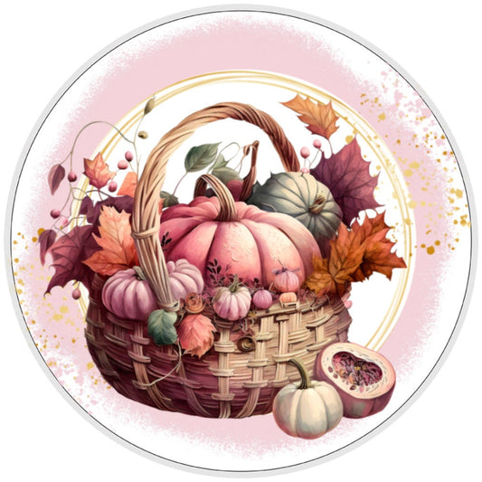 10 Pink Pumpkin Fall Sign, Wreath Sign, Home Decor