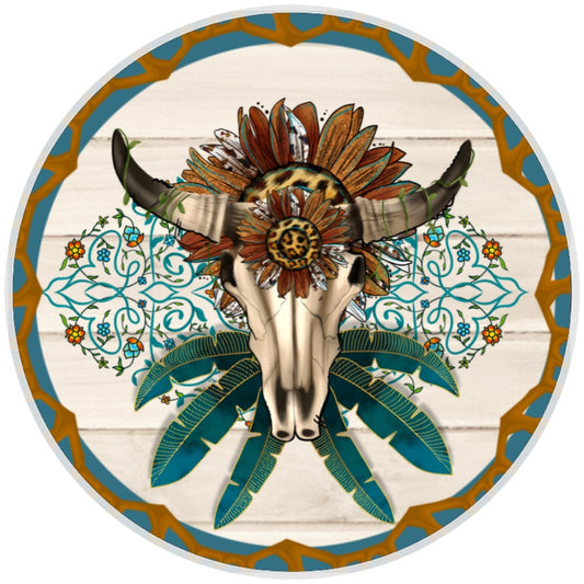 10 Western Cattle Skull Sign, Wreath Sign, Home Decor, Metal Sign, The Ritzy Cactus