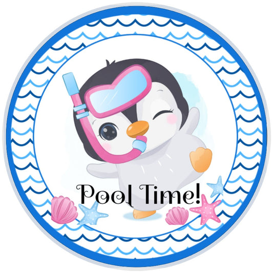10 Pool Time Penguin Sign, Wreath Sign, Home Decor