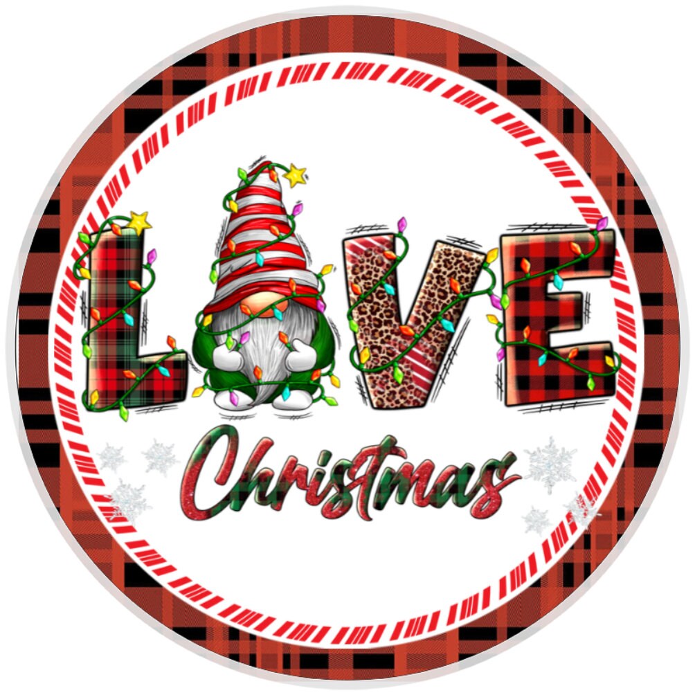 10 Gnome Christmas Love Light Sign, Wreath Sign, Home Decor, The Ritzy Cactus