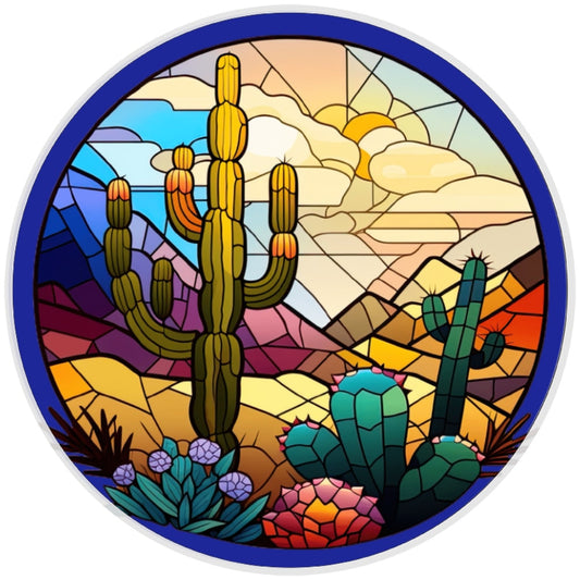 10 Stained Glass Look Southwest Cactus Wreath  Sign, Wreath Sign, Home Decor, Metal Sign, The Ritzy Cactus