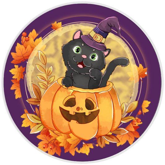10 Pumpkin Cat Halloween Sign, Wreath Sign, Home Decor
