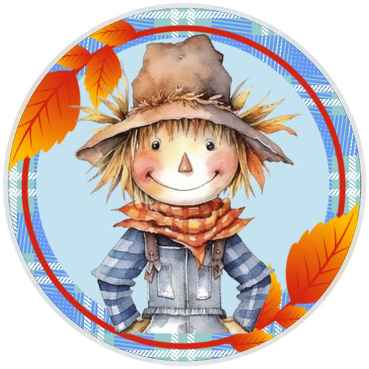 10 Plaid Scarecrow Sign, Halloween Wreath Sign, Home Decor