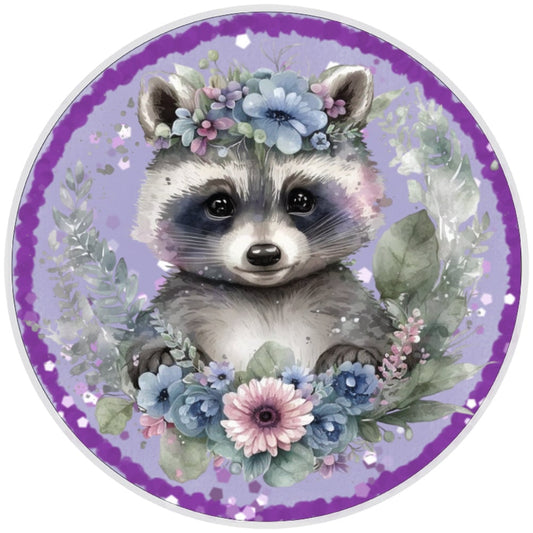 10 Floral Raccoon Wreath Sign, Wreath Sign, Home Decor, Metal Sign, The Ritzy Cactus