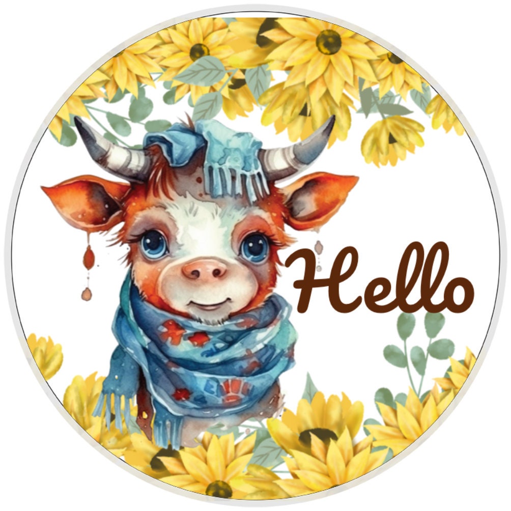 10 Daisy Cow Hello Sign, Wreath Sign, Home Decor