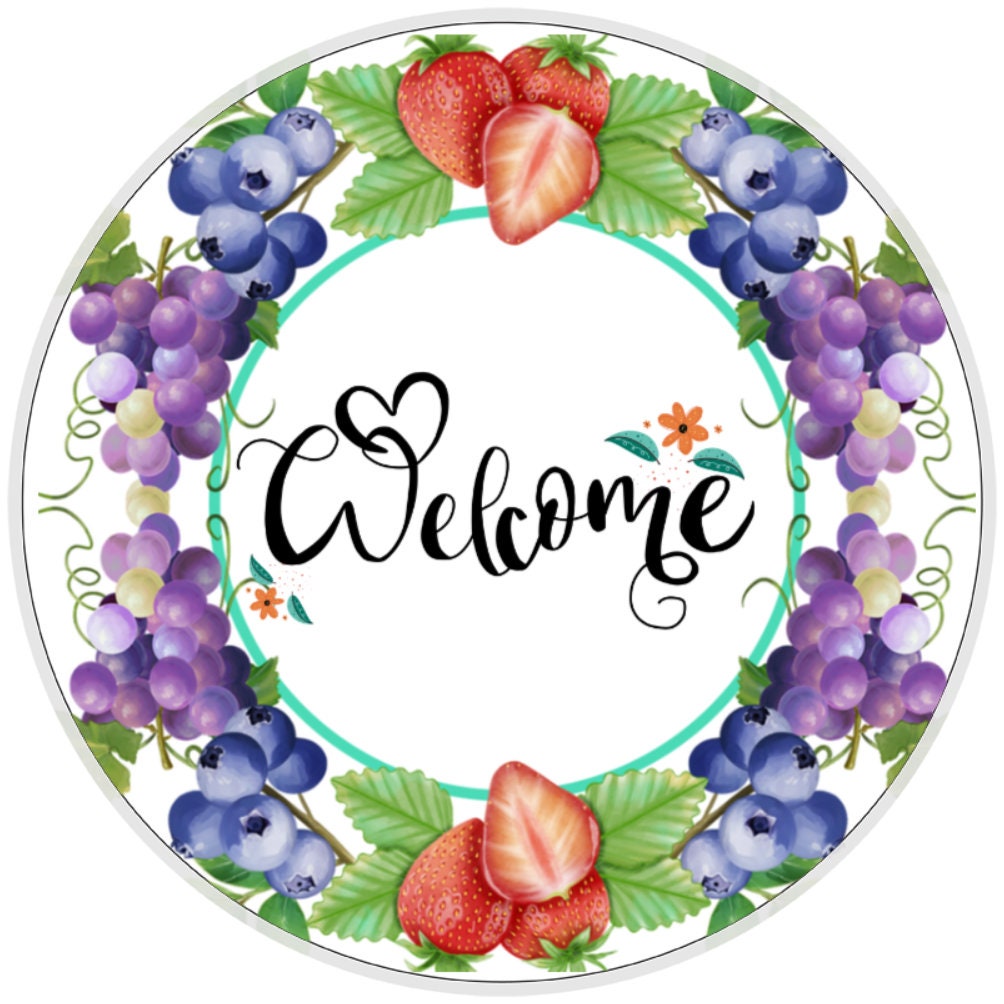 10 Welcome Fruit Sign, Wreath Sign, Home Decor