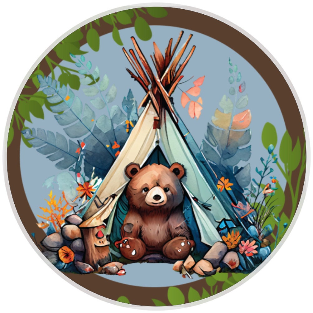 10 Tee Pee Bear Camp Sign, Wreath Sign, Home Decor, Metal Sign, The Ritzy Cactus