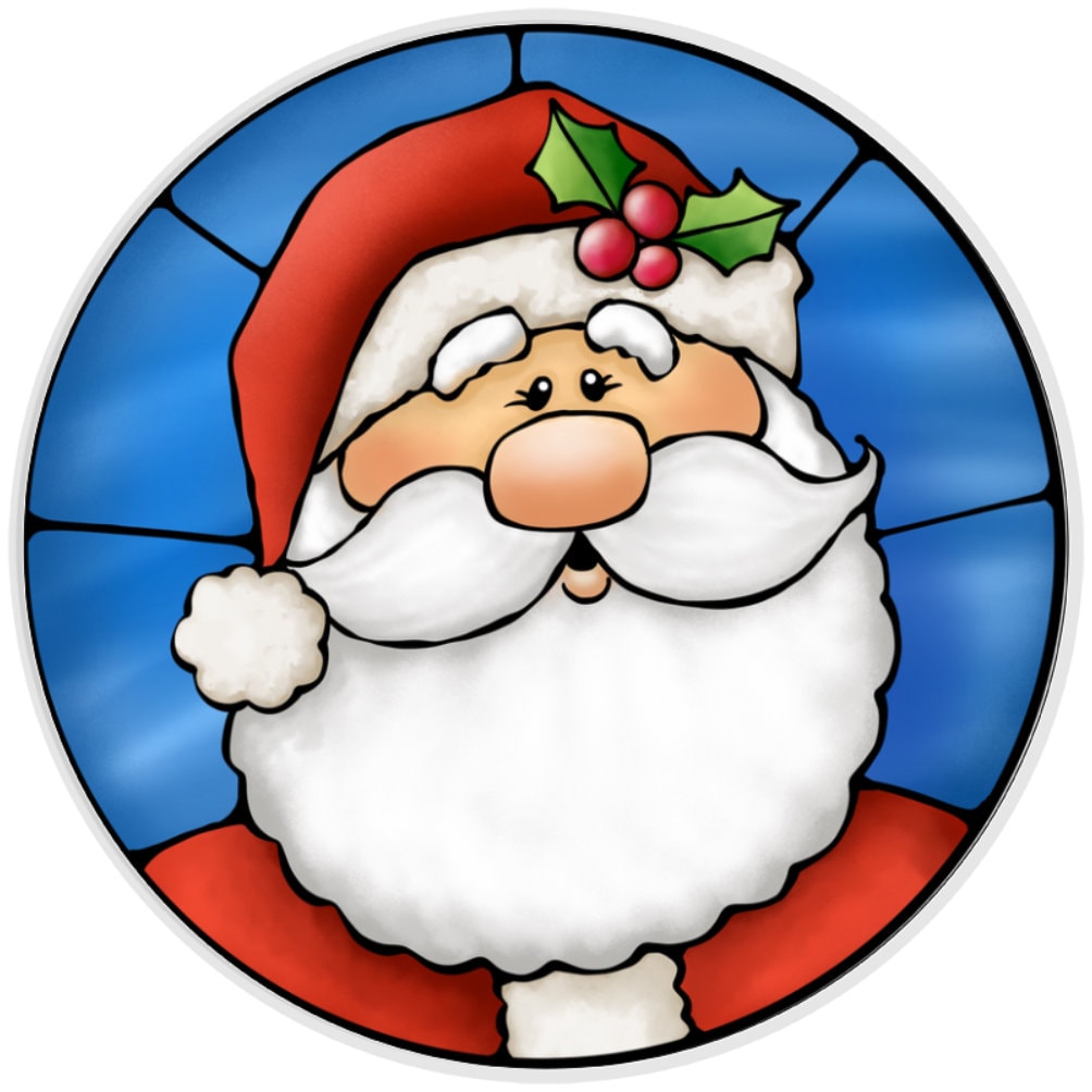 10 Santa Stained Glass Look Metal Sign, Wreath Sign, Home Decor