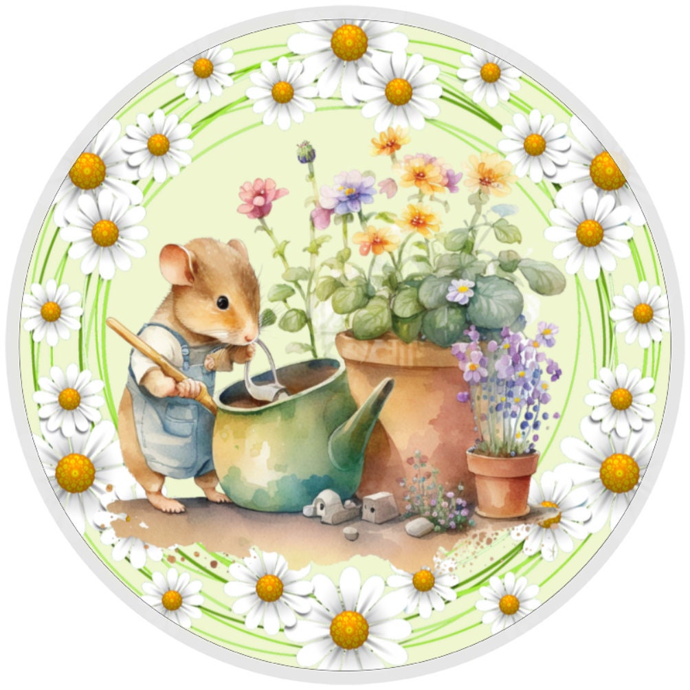 10 Daisy Mouse Garden Sign, Wreath Sign, Home Decor, Metal Sign, The Ritzy Cactus