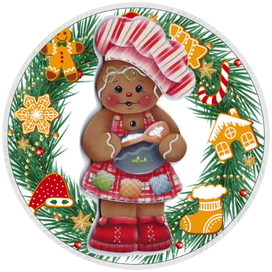 10 Gingerbread Girl Cookie Christmas Sign, Wreath Sign, Home Decor