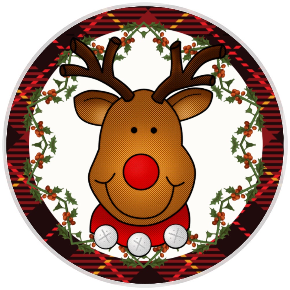 10 Plaid Reindeer Christmas Sign, Wreath Sign, Home Decor