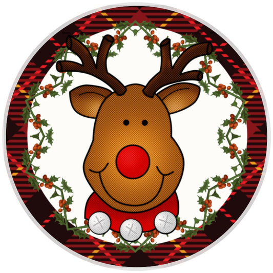 10 Plaid Reindeer Christmas Sign, Wreath Sign, Home Decor