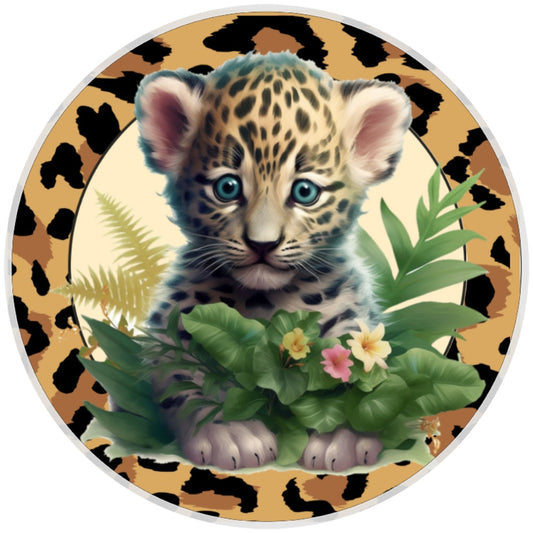 10 Cheetah Floral Sign, Wreath Sign, Home Decor, Metal Sign, The Ritzy Cactus