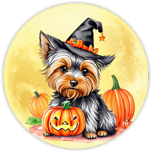 10 Halloween Yorkie Dog Sign, Metal Wreath Sign, Home Decor