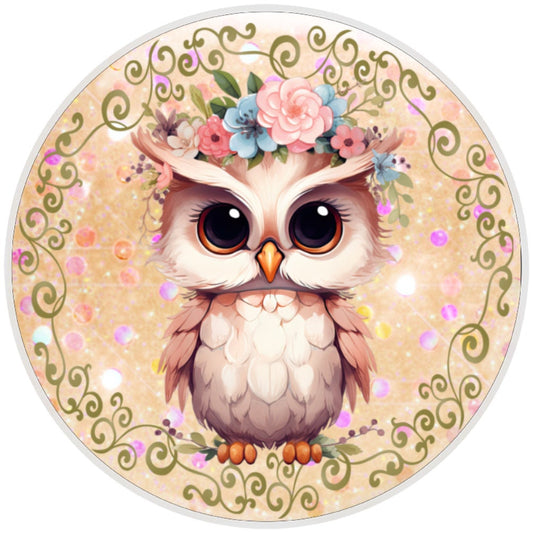 10 Owl Pink Floral Sign, Wreath Sign, Home Decor, Metal Sign, The Ritzy Cactus