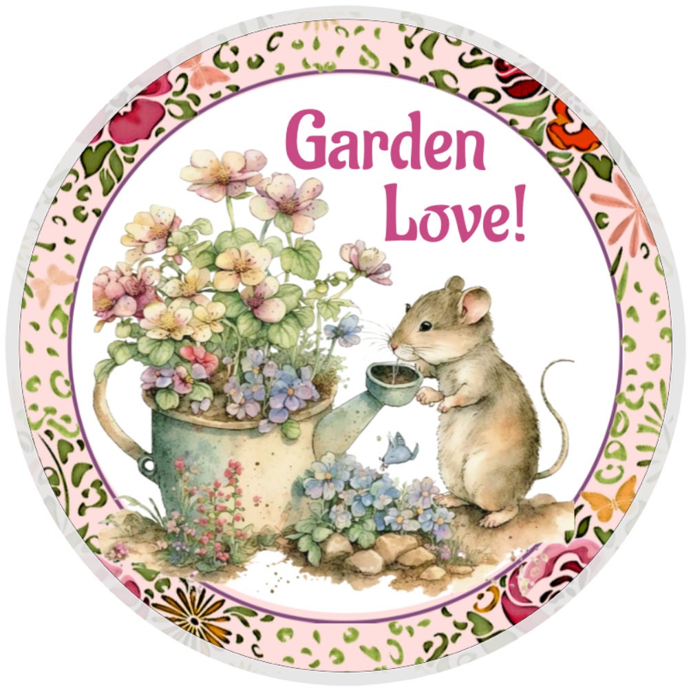 10 Mouse Garden Love  Sign, Wreath Sign, Home Decor, Metal Sign, The Ritzy Cactus