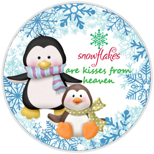 10 Penguin Snowflake Kisses Sign, Wreath Sign, Home Decor, The Ritzy Cactus, Gift