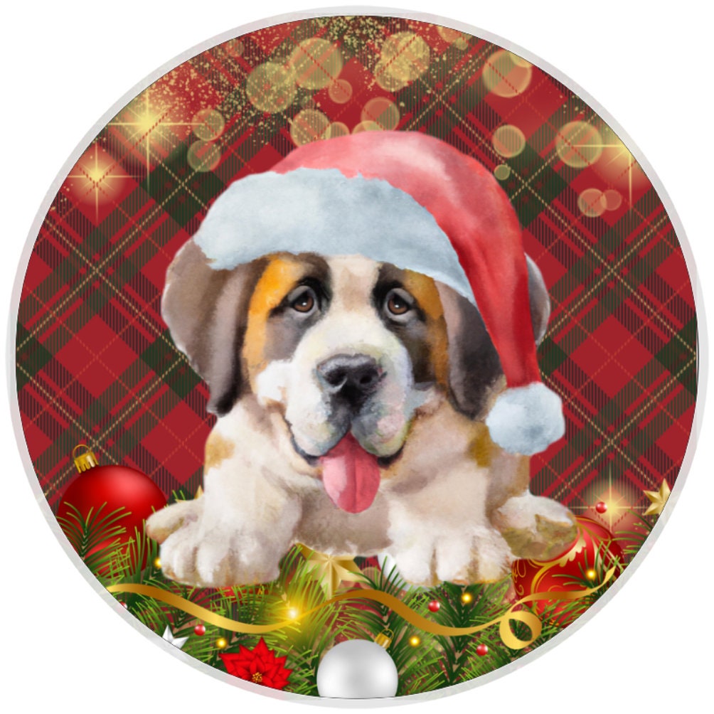10 Christmas Saint Bernard Dog Sign, Metal Wreath Sign, Home Decor