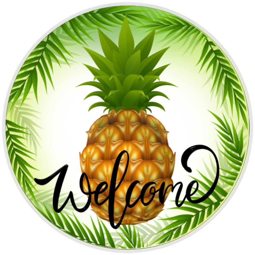 10 Pineapple Welcome Sign, Metal Wreath Sign, Home Decor