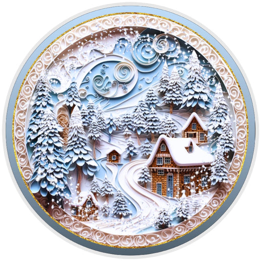 10 3D Look Snow Village Winter Sign, Wreath Sign, Home Decor