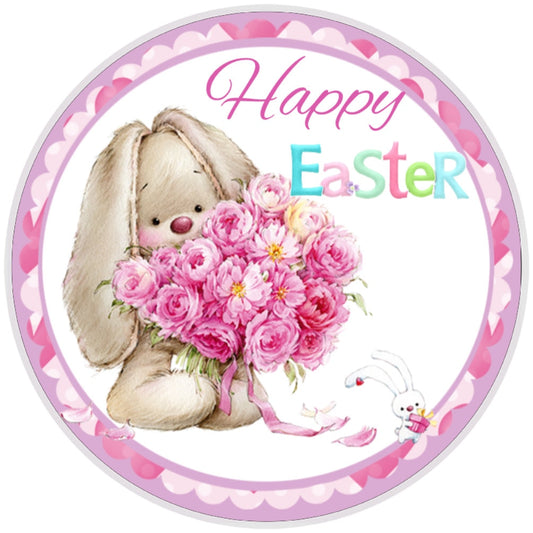 10 Happy Easter Floppy Bunny Wreath Sign, Wreath Sign, Home Decor, Metal Sign, The Ritzy Cactus