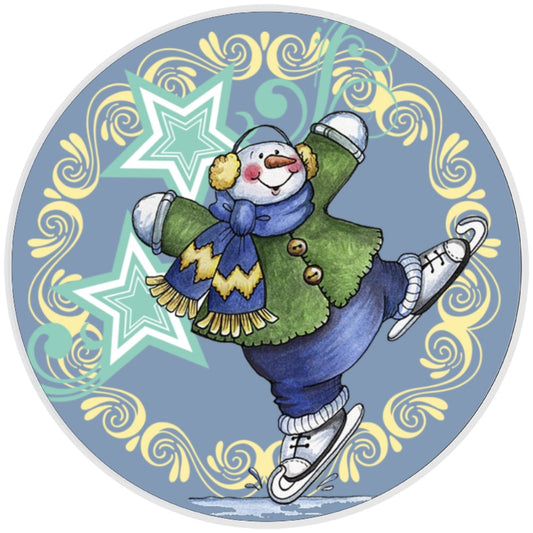10 Skating Snowman Sign, Wreath Sign, Home Decor