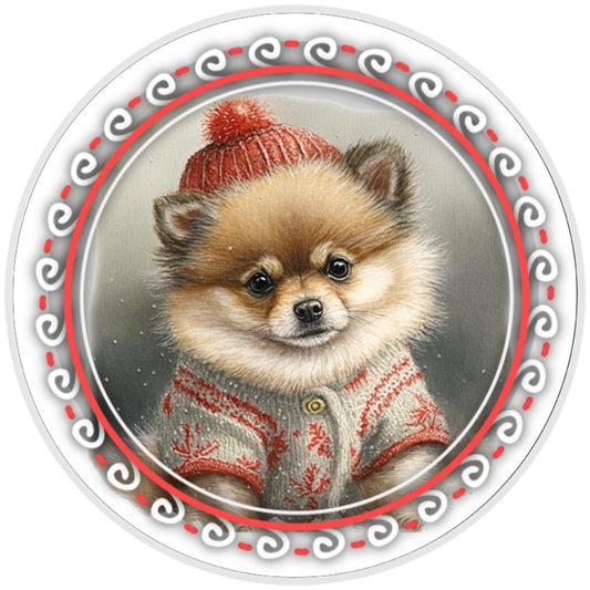 10 Christmas Pomeranian Dog Sign, Metal Wreath Sign, Home Decor