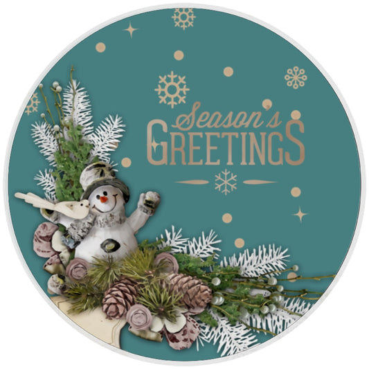 10 Snowman Seasons Greetings Sign, Wreath Sign, Home Decor