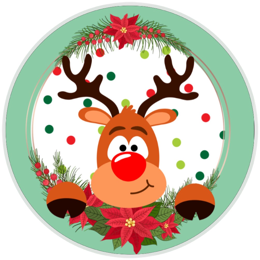 10 Poinsettia Reindeer Welcome Sign, Wreath Sign, Home Decor, Metal Sign