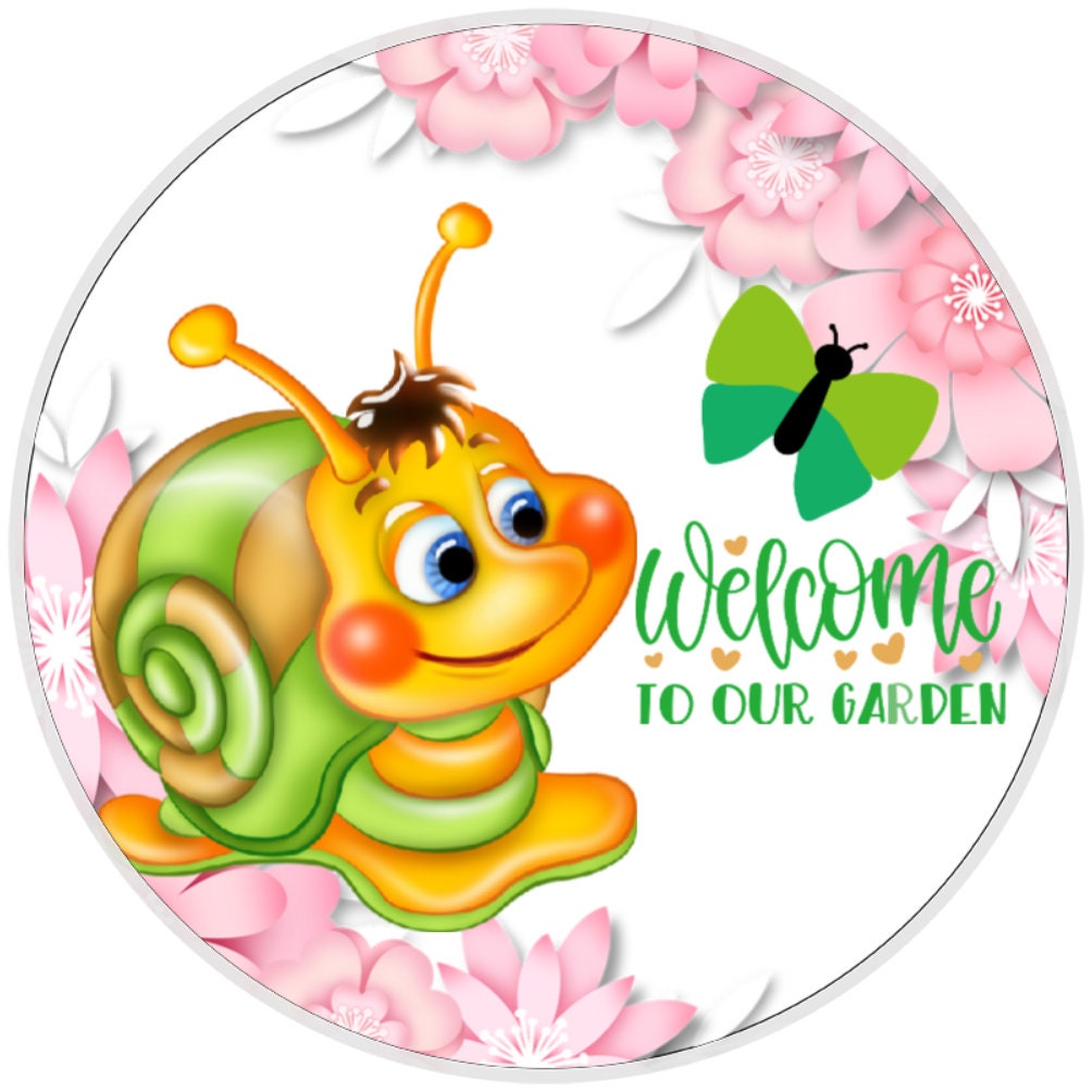 10” Garden Snail Welcome Sign, Metal Wreath Sign, Home Decor
