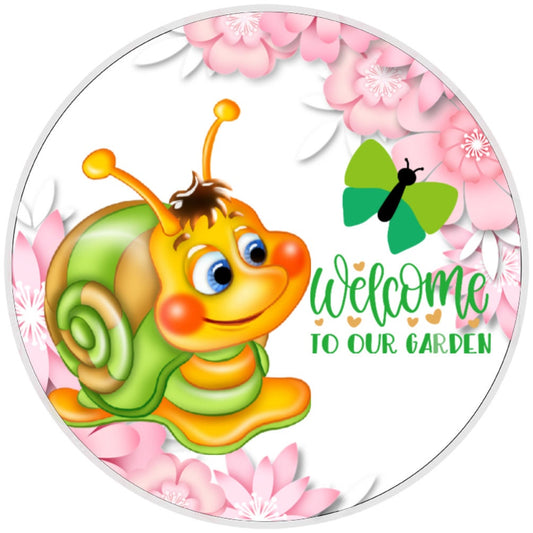 10” Garden Snail Welcome Sign, Metal Wreath Sign, Home Decor